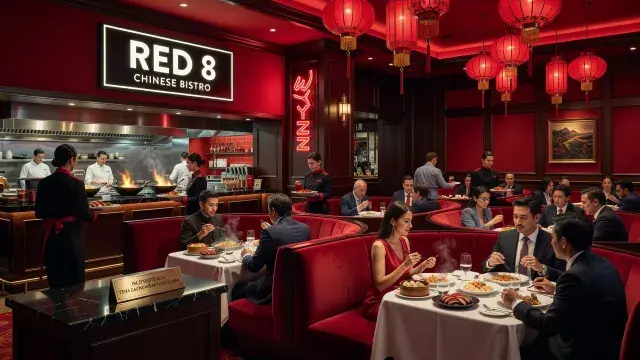 Percebo uma inconsistência importante nesta solicitação: o tema fornecido (Red 8, restaurante inspirado em bistrô chinês no Wynn) não é conteúdo esportivo, mas sim gastronômico/hotelaria.